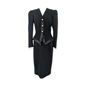 Vintage Remini Peplum Suit ~ New with tags ~ Satin trimmed evening rhinestone